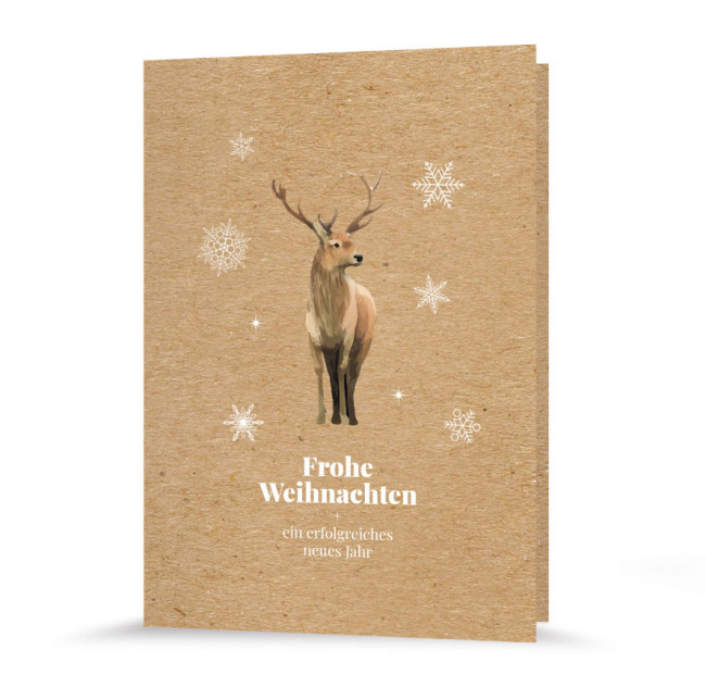 Weihnachtskarte | Hirsch im Schnee