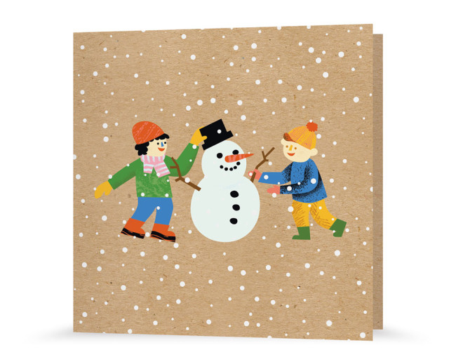Weihnachtskarte | Kinder im Schnee